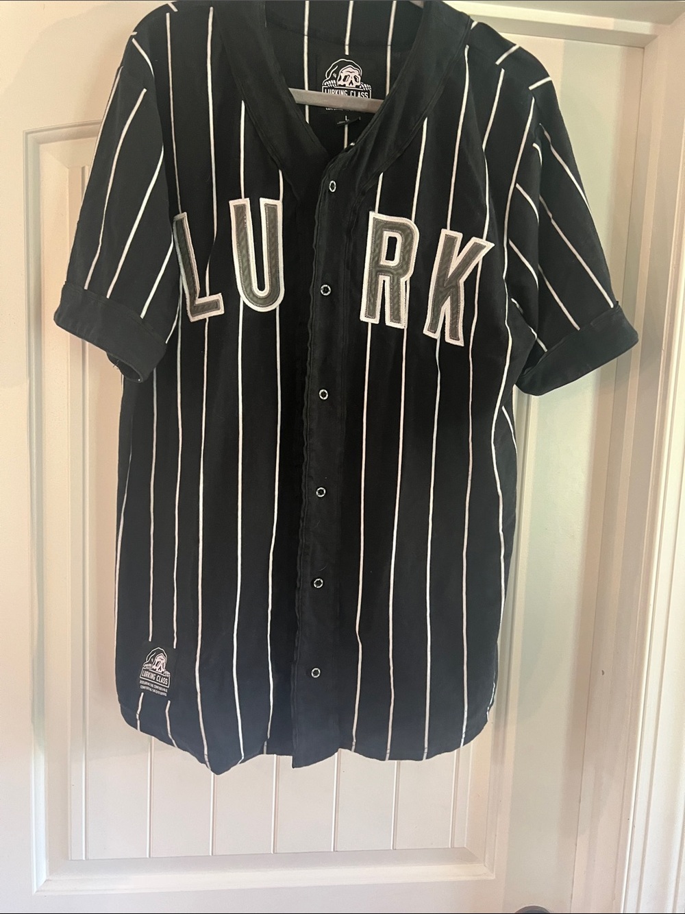 Lurking Class by Sketchy Tank Lurk Pinstripe Baseball Jersey Men’s L
